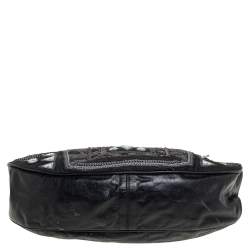 Pre Owned Chloe Black Leather Embellished Crescent Hobo