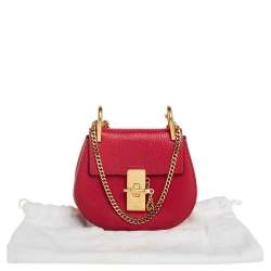 مملوكة مسبقًا حقيبة كتف كلوي نا نو درو جلد محبب أحمر