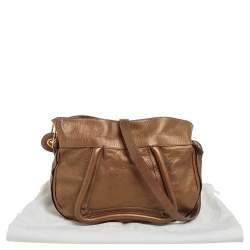 Pre Owned Chloe Gold Leather Paraty Shoulder Bag