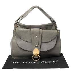 Pre Owned Chloe Grey Leather Flap Kathleen Satchel