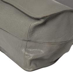 Pre Owned Chloe Grey Leather Flap Kathleen Satchel