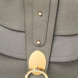 Pre Owned Chloe Grey Leather Flap Kathleen Satchel