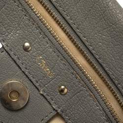 Pre Owned Chloe Grey Leather Flap Kathleen Satchel