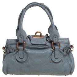 Pre Owned Chloé Grey Grained Leather Medium Paddington Satchel