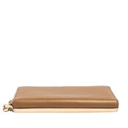 مملوكة مسبقًا Chloe Beige/Gold Leather Baylee Zip Around Wallet