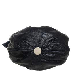 Pre Owned Chloe Black/Magenta Leather and Suede Tassel Chain Hobo