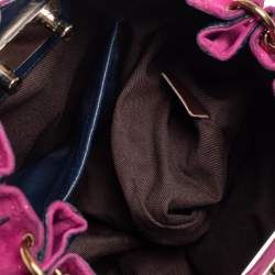 Pre Owned Chloe Black/Magenta Leather and Suede Tassel Chain Hobo