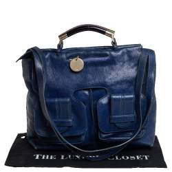 Pre Owned Chloé Blue Leather Saskia Satchel
