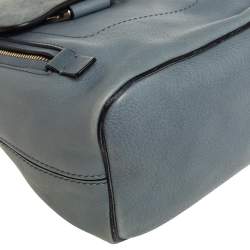 Pre Owned Chloe Blue Leather and Suede Mini Faye Backpack