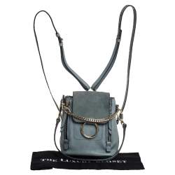 Pre Owned Chloe Blue Leather and Suede Mini Faye Backpack
