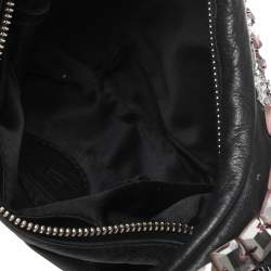 Pre Owned Chloe Black Leather Mini Crystal Embellished Crescent Hobo