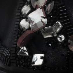 Pre Owned Chloe Black Leather Mini Crystal Embellished Crescent Hobo