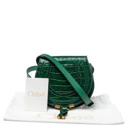 مملوكة مسبقًا حقيبة كروس كلوي مارسي ميني جلد نقشة التمساح خضراء