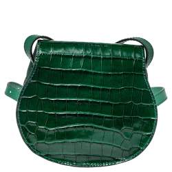 مملوكة مسبقًا حقيبة كروس كلوي مارسي ميني جلد نقشة التمساح خضراء