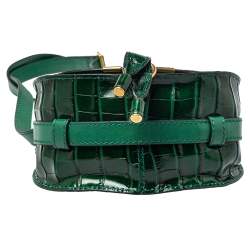 مملوكة مسبقًا حقيبة كروس كلوي مارسي ميني جلد نقشة التمساح خضراء