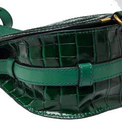 مملوكة مسبقًا حقيبة كروس كلوي مارسي ميني جلد نقشة التمساح خضراء