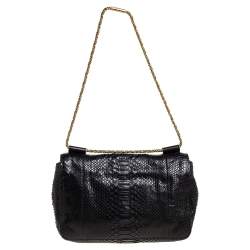مملوكة مسبقًا حقيبة كتف كلوي إلسي متوسطة جلد ثعبان أسود 