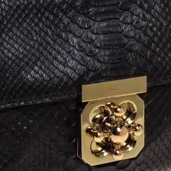 مملوكة مسبقًا حقيبة كتف كلوي إلسي متوسطة جلد ثعبان أسود 