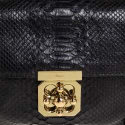 مملوكة مسبقًا حقيبة كتف كلوي إلسي متوسطة جلد ثعبان أسود 