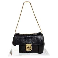 مملوكة مسبقًا حقيبة كتف كلوي إلسي متوسطة جلد ثعبان أسود 