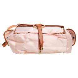 Pre Owned Chloe Peach/Brown Satin and Leather Diaper Bag