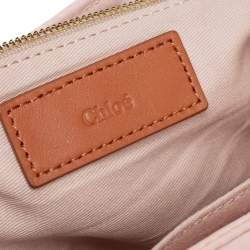 Pre Owned Chloe Peach/Brown Satin and Leather Diaper Bag