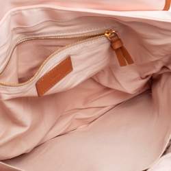 Pre Owned Chloe Peach/Brown Satin and Leather Diaper Bag