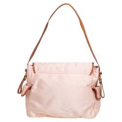 Pre Owned Chloe Peach/Brown Satin and Leather Diaper Bag