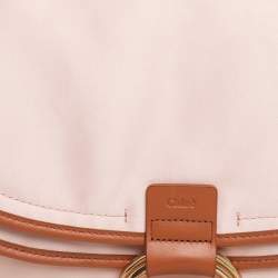 Pre Owned Chloe Peach/Brown Satin and Leather Diaper Bag