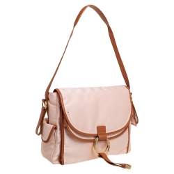 Pre Owned Chloe Peach/Brown Satin and Leather Diaper Bag