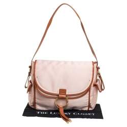 Pre Owned Chloe Peach/Brown Satin and Leather Diaper Bag