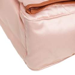 Pre Owned Chloe Peach/Brown Satin and Leather Diaper Bag