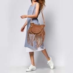 Pre Owned Chloe Brown Leather Medium Fringe Marcie Satchel