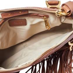 Pre Owned Chloe Brown Leather Medium Fringe Marcie Satchel