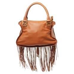Pre Owned Chloe Brown Leather Medium Fringe Marcie Satchel