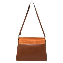 Pre Owned حقيبة كتف كلوي فاي سويدي وجلد بني لون القرفة متوسطة