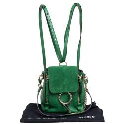 Chloe Green Leather and Suede Mini Faye Daye Backpack