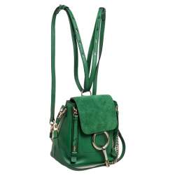 Chloe Green Leather and Suede Mini Faye Daye Backpack