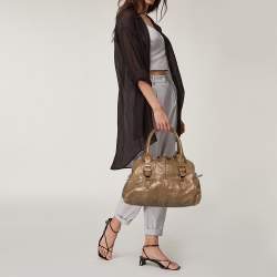 Chloe Dark Beige Lizard Paddington Dome Satchel