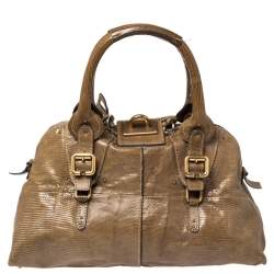 Chloe Dark Beige Lizard Paddington Dome Satchel