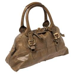 Chloe Dark Beige Lizard Paddington Dome Satchel