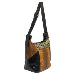 Pre Owned Chloé Multicolor Leather, Python and Snakeskin Patchwork Hobo