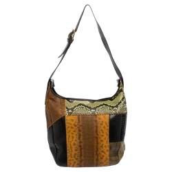 Pre Owned Chloé Multicolor Leather, Python and Snakeskin Patchwork Hobo