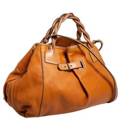 Chloe Tan Leather Braided Handle Convertible Tote 