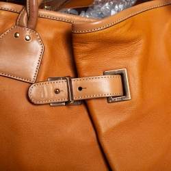 Chloe Tan Leather Braided Handle Convertible Tote 