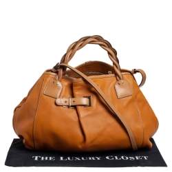 Chloe Tan Leather Braided Handle Convertible Tote 