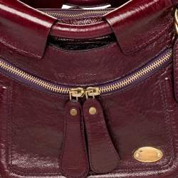 Pre Owned Chloe Burgundy Patent Leather Front Pocket Satchel
