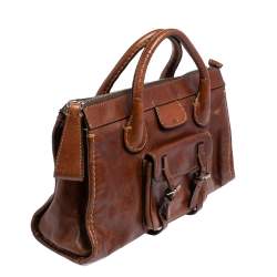 Pre Owned حقيبة كلوي إديث جلد بني