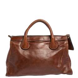 Pre Owned حقيبة كلوي إديث جلد بني