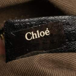 Pre Owned Chloe Black/Gold Textured Leather Side Zipped Satchel